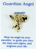 6030443 January Birthstone Angel & Heart Lapel Pin Brooch Tie Tack Cupid Love...