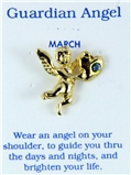 6030445 March Birthstone Angel & Heart Lapel Pin Brooch Tie Tack Cupid Love A...