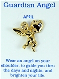 6030446 April Birthstone Angel & Heart Lapel Pin Brooch Tie Tack Cupid Love A...