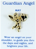 6030447 May Birthstone Angel & Heart Lapel Pin Brooch Tie Tack Cupid Love Aff...