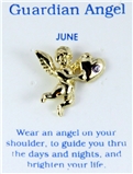 6030448 June Birthstone Angel & Heart Lapel Pin Brooch Tie Tack Cupid Love Af...