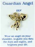 6030449 July Birthstone Angel & Heart Lapel Pin Brooch Tie Tack Cupid Love Af...