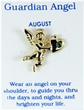 6030450 August Birthstone Angel & Heart Lapel Pin Brooch Tie Tack Cupid Love ...