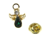 6030503 Green Rhinestone Birthstone Angel Lapel Pin Guardian Protector Tie Ta...