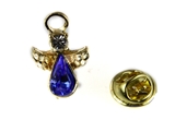 6030504 Blue Rhinestone Birthstone Angel Lapel Pin Guardian Protector Tie Tac...