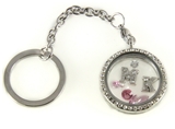 7030063a MK Floating Charm Keychain with Clear Rhinestones