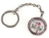 7030064a MK Floating Charm Keychain with Pink Rhinestones