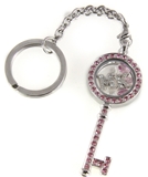 7030066a MK Floating Cham Keychain with Pink Rhinestones