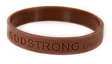 8010011 Set of 3 Brown Adult Embossed Godstrong Silicone Band Eph. Ephesians 6:10-11