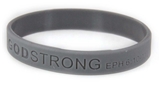 8010012 Set of 3 Grey Adult Embossed Godstrong Silicone Band Eph. Ephesians 6:10-11