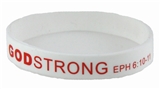 8030002 Set of 3 White with Red Adult Imprinted Godstrong Silicone Band Eph. ...