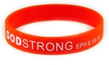 8030003 Set of 3 Red with White Adult Imprinted Godstrong Silicone Band Eph. ...