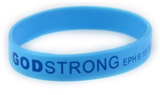 8030008 Set of 3 Light Blue with Blue Adult Imprinted Godstrong Silicone Band...