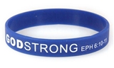 8030014 Set of 3 Blue with White Adult Imprinted Godstrong Silicone Band Eph....