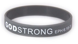 8030016 Set of 3 Adult Grey Band With White Print Godstrong Silicone Band Eph. Ephesians 6 10-12