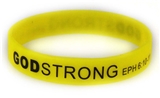 8030017 Set of 3 Yellow with Black Adult Imprinted Godstrong Silicone Band Ep...