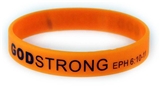 8030018 Set of 3 Orange with Black Adult Imprinted Godstrong Silicone Band Ep...