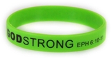 8030020 Set of 3 Green with Black Adult Imprinted Godstrong Silicone Band Eph...