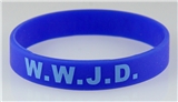 8050007 Set of 3 Adult Blue Band With Lt Blue Print WWJD What Would Jesus Do Silicone ...