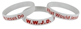 8060002 Set of 3 Child Size White Band With Red Print WWJD What Would Jesus Do Silicon...