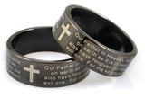 S18 Black Stainless Steel Our Father Prayer Lord's Prayer Ring 