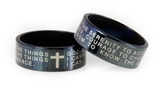S21 Black Serenity Prayer Stainless Steel Ring Jesus Christ AA 12 Step