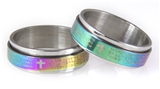 S29 Rainbow Spinner Ring Spanish Our Father Nuestro Padre Prayer Ring 