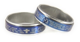 S31 Blue Spinner Ring Spanish Our Father Nuestro Padre Prayer Ring 