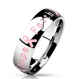 T1 Pink Ribbon Breast Cancer Awareness Ring Hope Strength Courage Faith