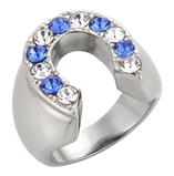 TqwSH069BNNH Mens Horseshoe Blue and Clear CZ Diamond Fashion Ring